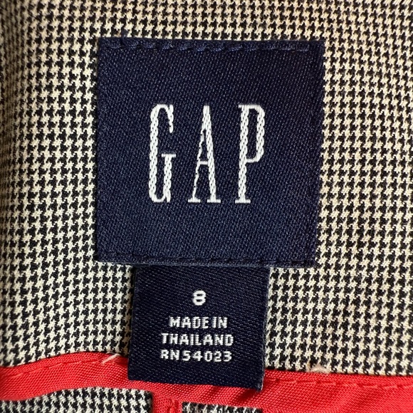 GAP Classic Houndstooth Blazer black-ivory Size 8 - Picture 11 of 12